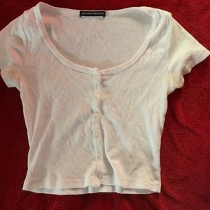 Brandy Melville white button up crop top